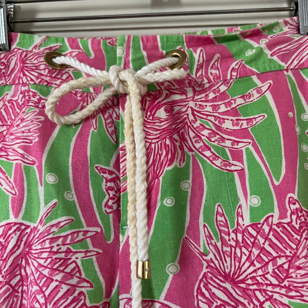Lilly Pulitzer Pink & Green Printed Drawstring Trousers